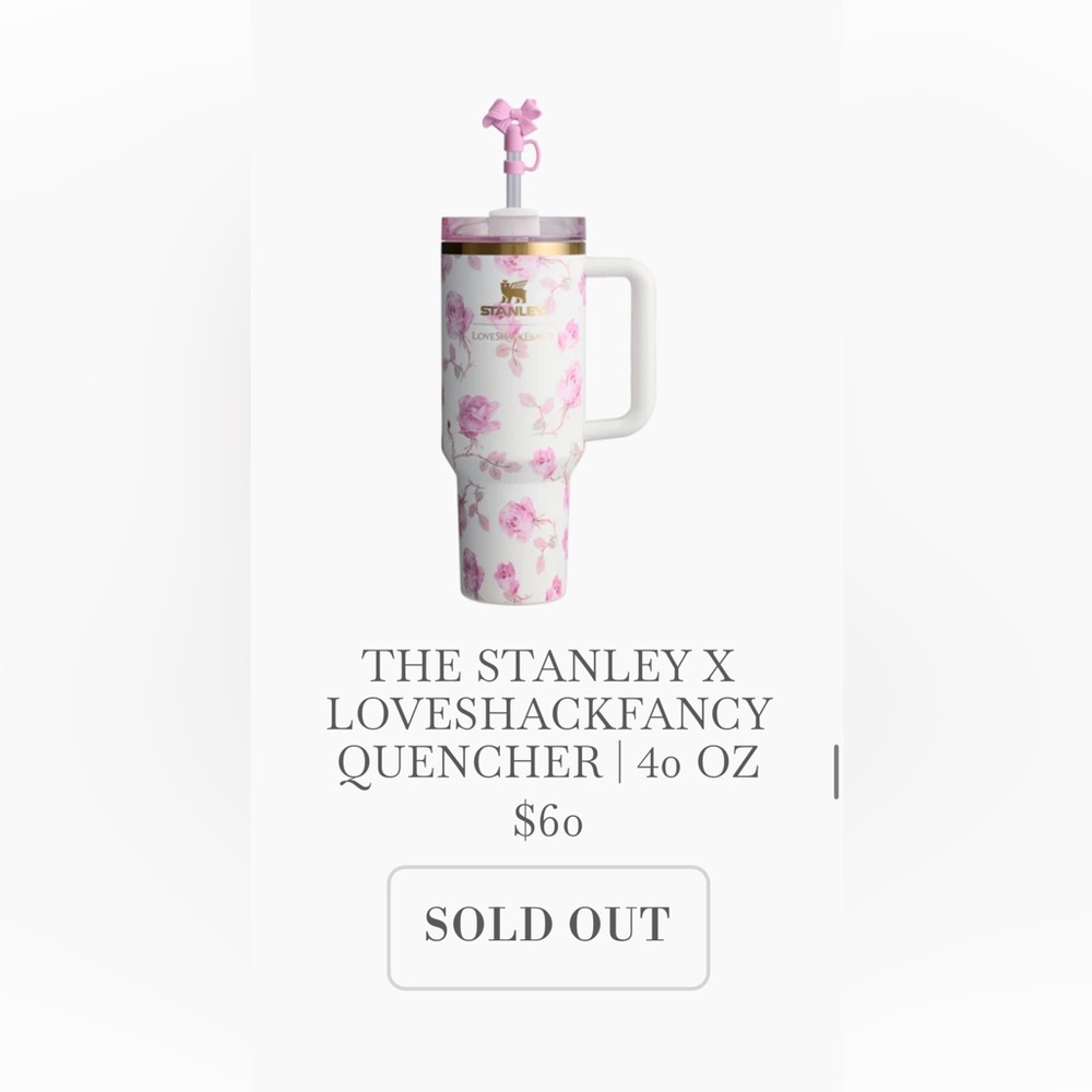 BRAND NEW IN BOX Stanley x LoveShackFancy Quencher | 40 OZ - Ribbon Rosa